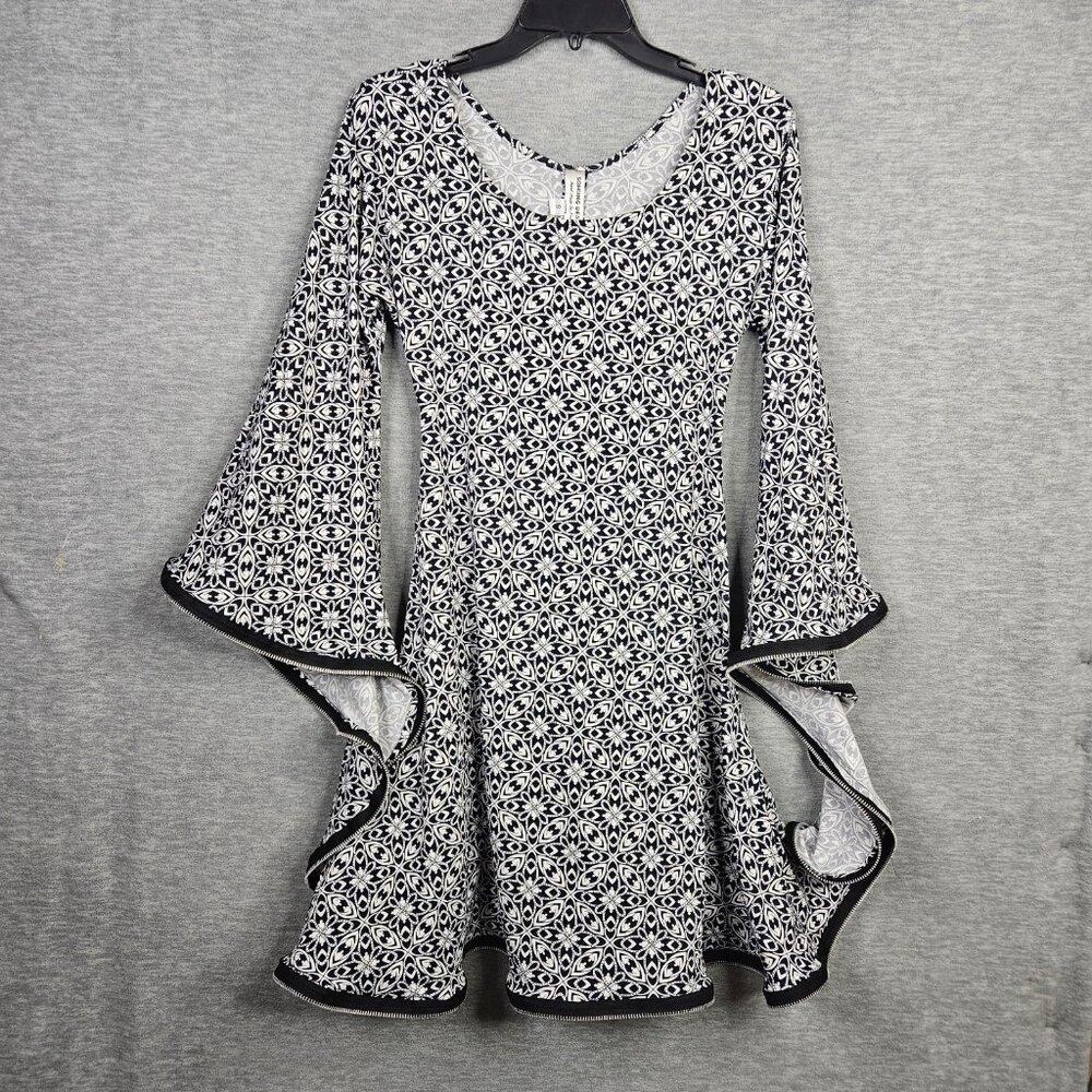 Circle Cutout Zipper Trim Tunic Women's Dress Size S Made in USA